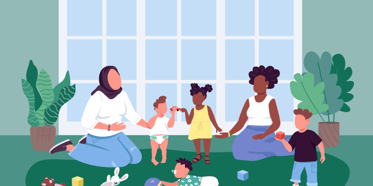 A vector graphic of space for child care