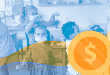 a group of children with a dollar sign in front of them