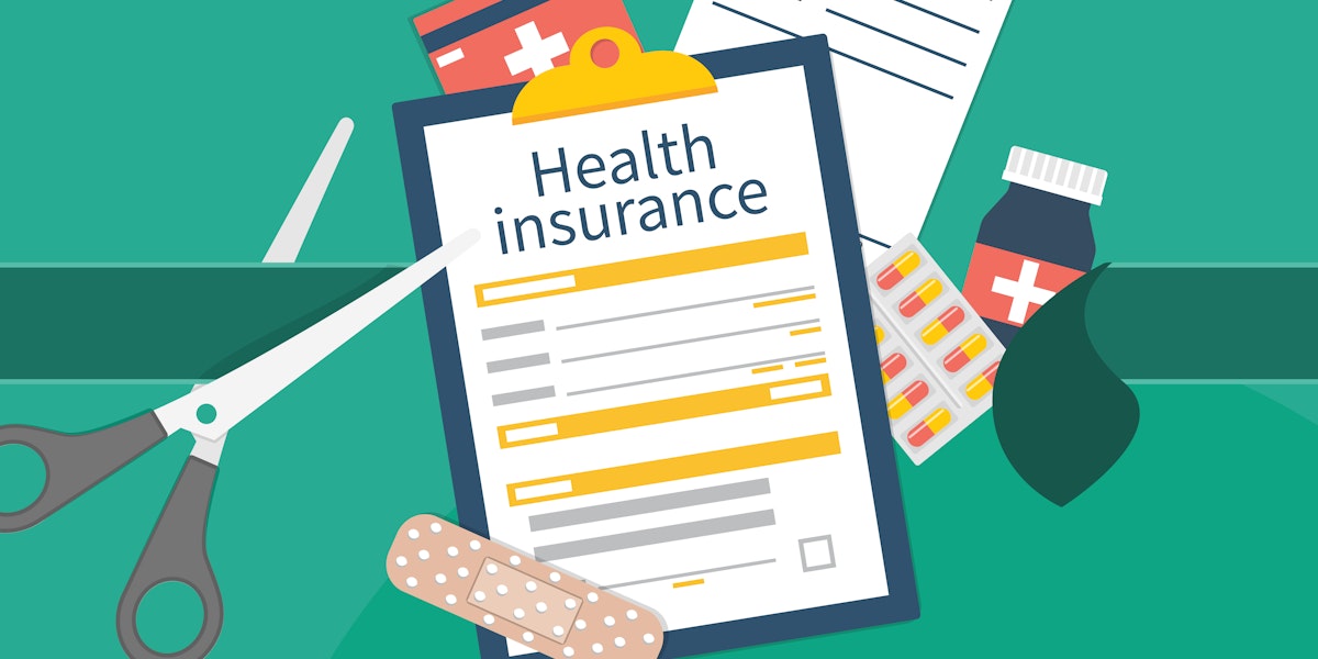 Illustration of health insurance form with prespscriptions