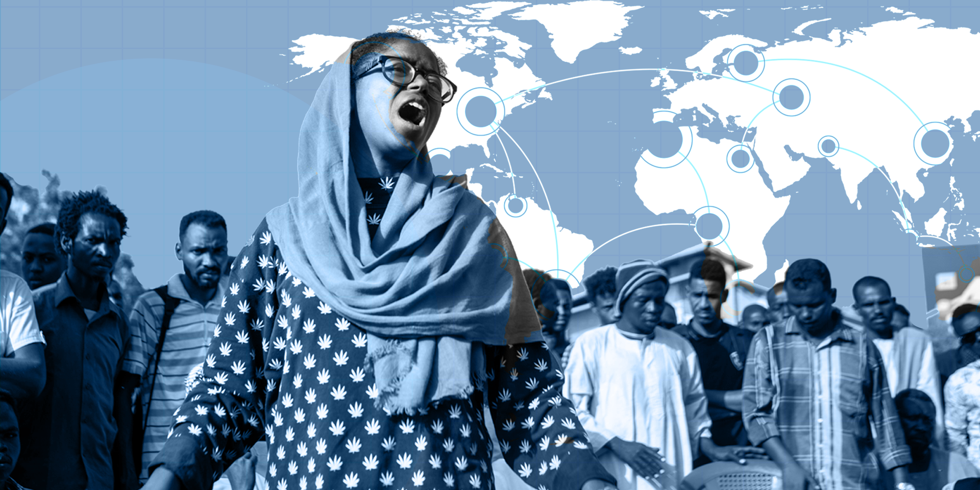 A woman in a crowd mourning