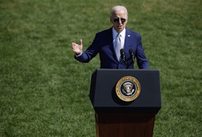 WASHINGTON, DC - AUGUST 09: U.S. President Joe Biden speaks before signing the CHIPS and Science Act of 2022 during a ceremony on the South Lawn of the White House on August 9, 2022 in Washington, DC. The centerpiece of the legislation is $52 billion in funding aimed at boosting U.S semiconductor chip manufacturing and continued scientific research in the field to better compete with Chinas increasing dominance in the sector.  (Photo by Chip Somodevilla/Getty Images)