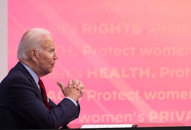 WASHINGTON, DC - JULY 01: President Joe Biden speaks with governors on protecting access to reproductive Health Care at the White House on July 01, 2022 in Washington, DC. The president is hosting governors from across the country in a virtual meeting just a week after the Supreme Court announced its decision to return the issue of abortion back to the states after nearly 50 years.  (Photo by Tasos Katopodis/Getty Images)