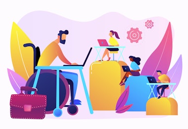 A group of disabled workers working together.