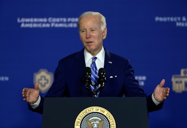 TAMPA, FLORIDA - FEBRUARY 09: U.S. President Joe Biden speaks during an event to discuss Social Security and Medicare held at the University of Tampa on February 09, 2023 in Tampa, Florida. The visit comes two days after his State of the Union address in Washington, where accused some republicans of wanting to cut social security and medicare. (Photo by Joe Raedle/Getty Images)