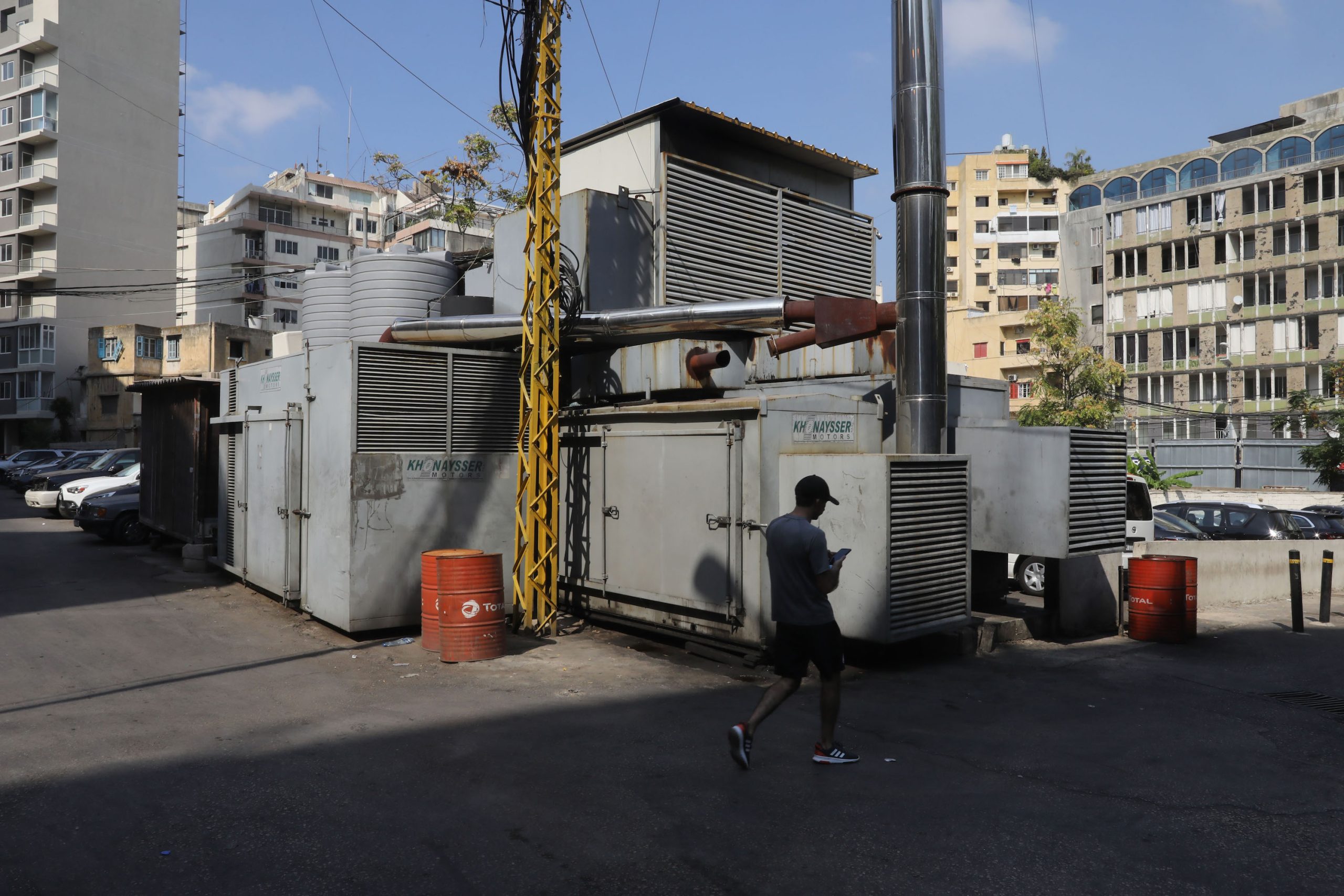 Private generators, like the one shown in this picture taken in October 2021 in Beirut, provide vital backup to Lebanon's decrepit power grid.