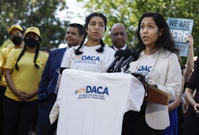 WASHINGTON, DC - JUNE 15: Indira Islas, an activist with Dreamer & TheDream.US speaks at a news conference to mark the 10th anniversary of the 