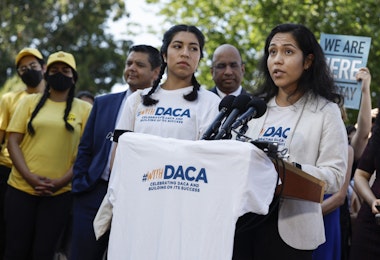 WASHINGTON, DC - JUNE 15: Indira Islas, an activist with Dreamer & TheDream.US speaks at a news conference to mark the 10th anniversary of the 