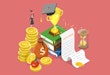 A collection of items grouped together including a diploma, a graduation cap, and golden coins.