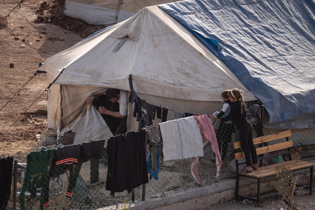 A scene from a camp in Azaz northwest of Aleppo, on March 1, 2023, a few weeks after a massive earthquake worsened the already dire situation for displaced persons in northern Syria.