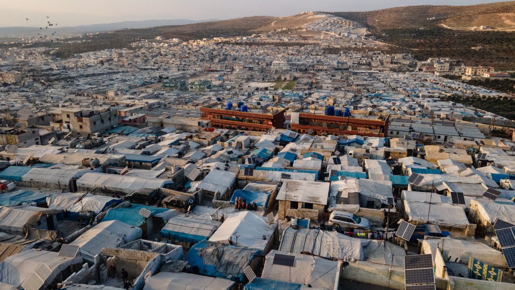 The camp and town of Atme, Syria, north of Idlib and just east of the border of Turkey, on February 25, 2023.