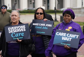 Activists gather in DC to advocate for sweeping Federal Care Legislation on February 28, 2023 in Washington, DC.