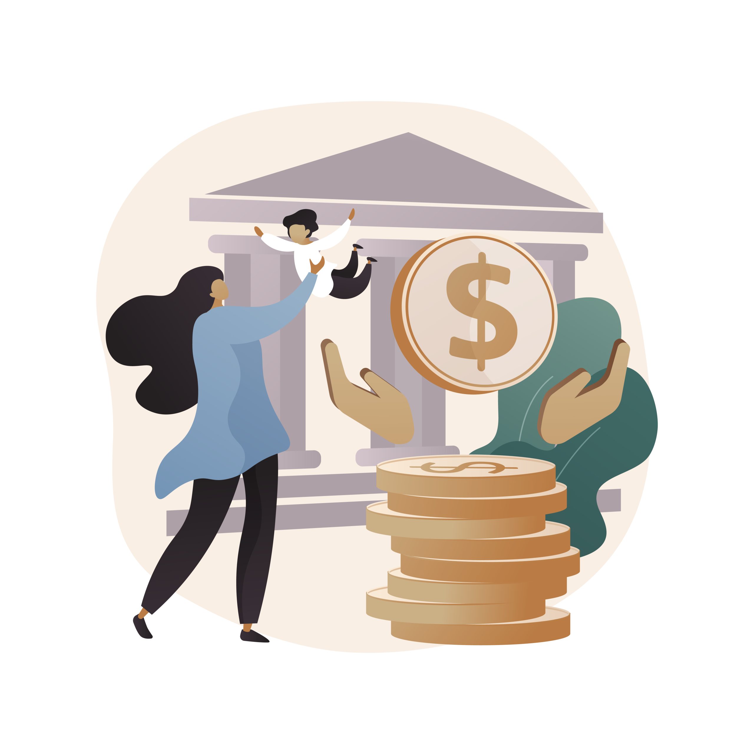 Childcare subsidy abstract concept vector illustration. Child care financial help, daycare subsidy application, rebate program, subsidized preschool, family payment assistance abstract metaphor.