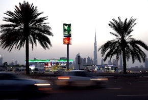 A petrol station is seen on September 7, 2015, in Dubai, United Arab Emirates. Motorists will have to pay on average more than 20 percent more for petrol in the UAE following a decision to deregulate gasoline and diesel prices and create a new pricing policy linked to global levels.