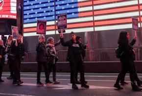 NEW YORK, NEW YORK - DECEMBER 28: Over one thousand people participate in a silent march and protest in midtown Manhattan against the deaths of Palestinians in Gaza on December 28, 2023 in New York City. The action, which was organized partly by elderly Jewish groups, included the carrying of hundreds of small effigies representing some of the thousands of children killed in Gaza as a result of the ongoing conflict with Israel. (Photo by Spencer Platt/Getty Images)