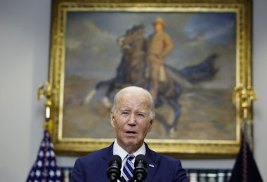 WASHINGTON, DC - FEBRUARY 16: U.S. President Joe Biden delivers remarks on the reported death of Alexei Navalny from the Roosevelt Room of the White House on February 16, 2024 in Washington, DC. Navalny, an anticorruption activist and critic of Russian President Vladimir V. Putin was reported by Russia’s Federal Penitentiary Service to have died in a prison he was recently transferred to in the Arctic Circle. (Photo by Anna Moneymaker/Getty Images)