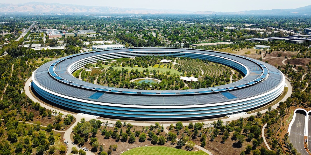 Cupertino, CA, USA - June 25, 2018: Aerial photo of Apple Headquarters, Apple Park