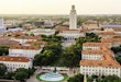 University of Texas Austin campus at sunset-dusk - aerial view