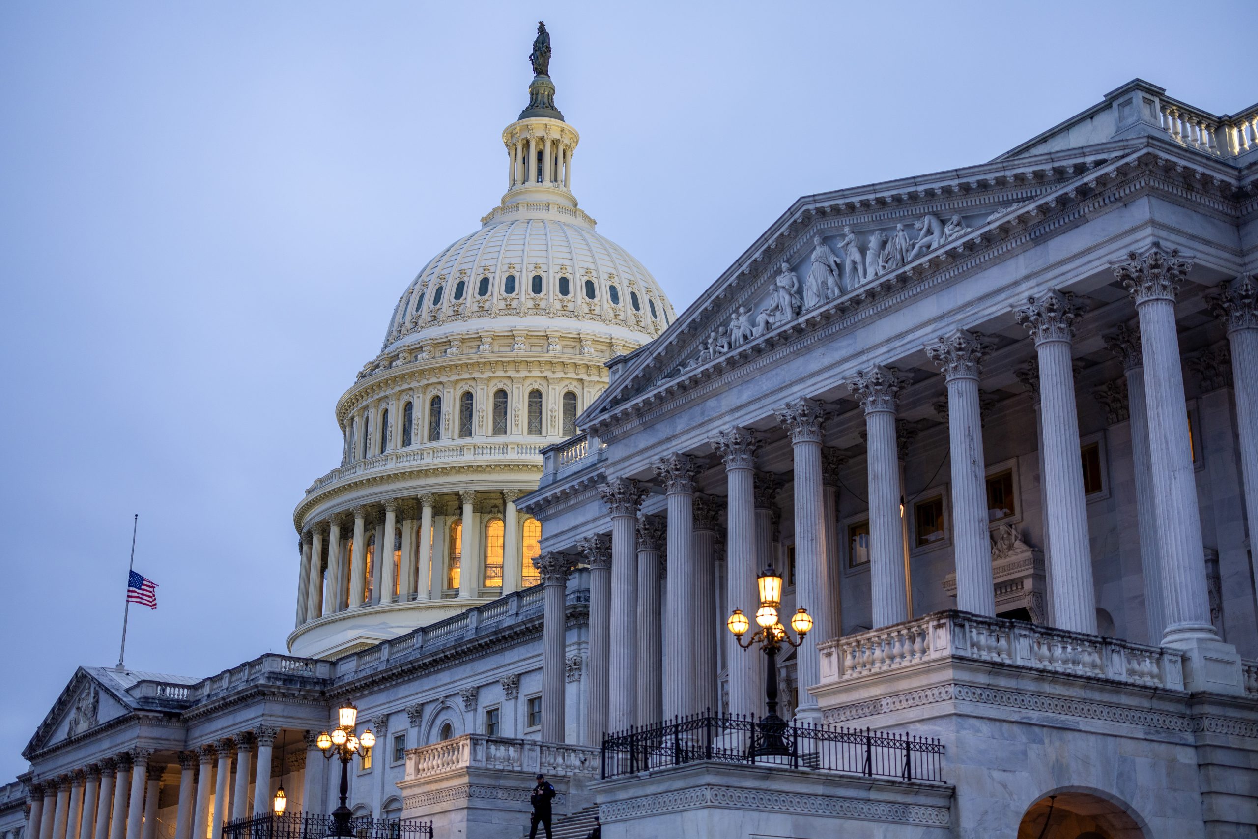 WASHINGTON, DC - MARCH 14: The U.S. Capitol is seen on March 14, 2025 in Washington, DC. Senators continue negotiations to consider the continuing resolution passed by House Republicans providing a six-month funding extension to avert a government shutdown. (Photo by Tasos Katopodis/Getty Images)