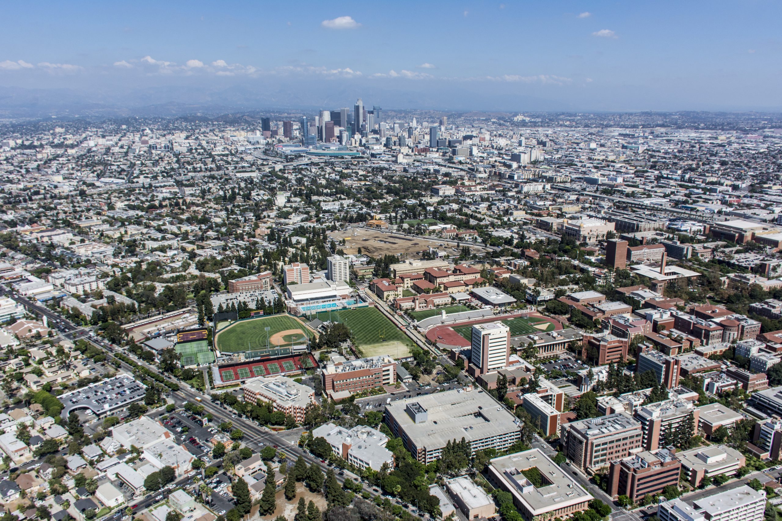 An aerial of the University of Southern California near downtown Los Angeles.