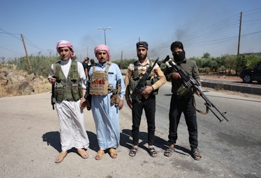 SWEIDA, SYRIA - JULY 18: Bedouin fighters are seen on the streets of al-Mazraa village in Syria's southern Sweida governorate on July 18, 2025 in Sweida, Syria. Bedouins have travelled to Sweida from other governorates to help their brothers, as fighting flared up again between the Bedouin tribe and Druze sect in the southern Syrian province of Suwayda, as another ceasefire has collapsed a day after Syrian troops pulled out of the area. (Photo by Ali Haj Suleiman/Getty Images) Fighting has flared up again between the Bedouin tribe and Druze sect in the southern Syrian province of Suwayda, as another ceasefire has collapsed a day after Syrian troops pulled out of the area. (Photo by Ali Haj Suleiman/Getty Images)