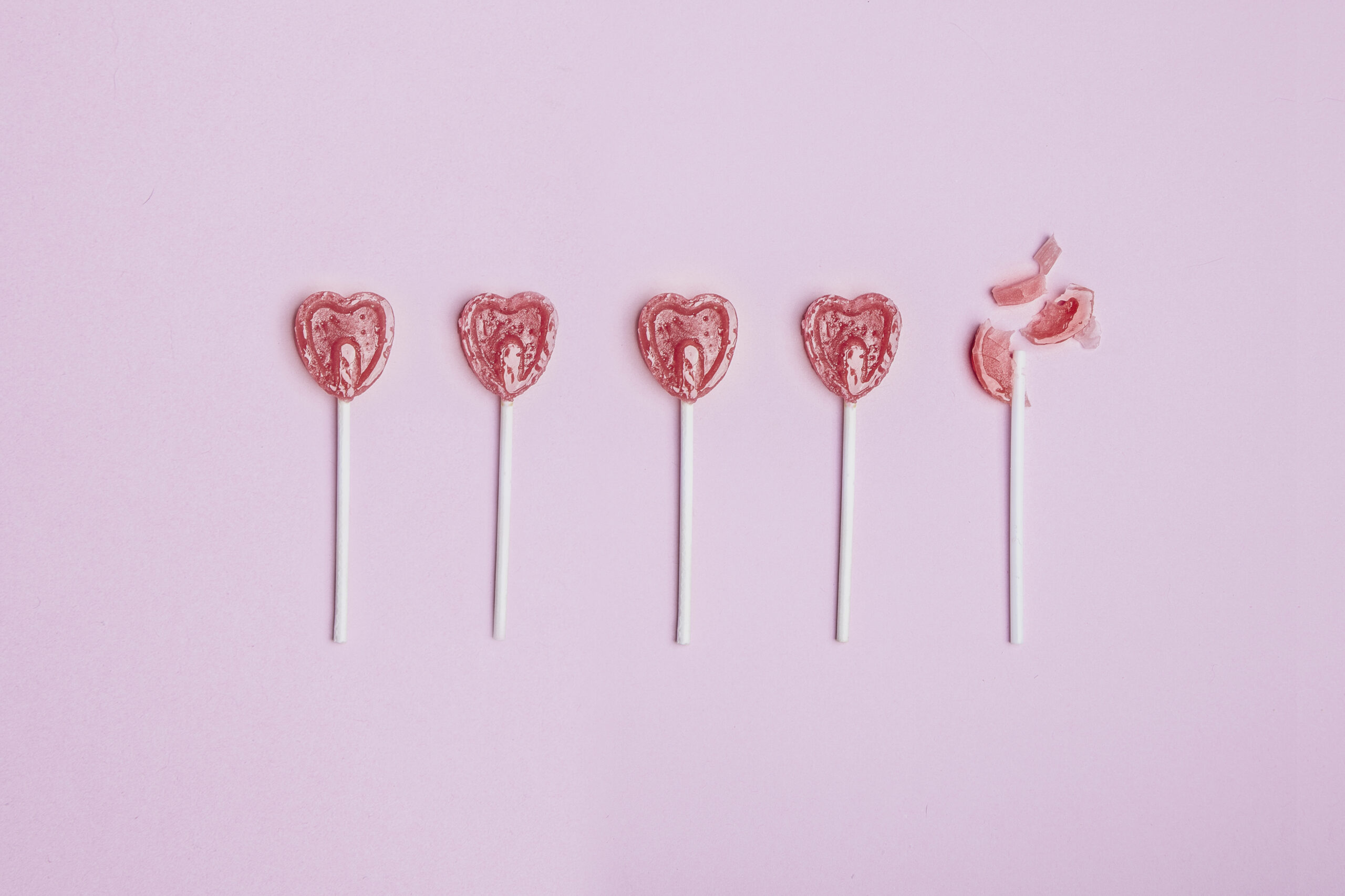 Lollipop hearts on a pink floor