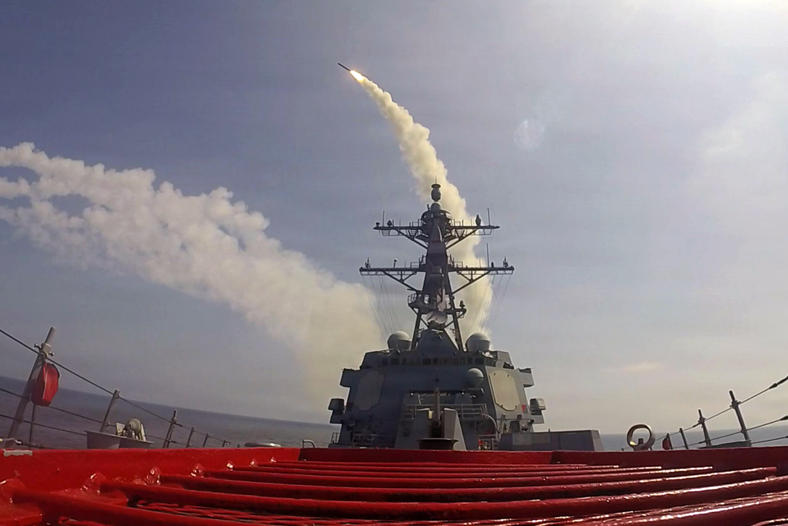 AT SEA, UNSPECIFIED - FEBRUARY 28: (EDITOR'S NOTE: This Handout image was provided by a third-party organization and may not adhere to Getty Images' editorial policy.) In this U.S. Navy released handout,  Arleigh Burke-class guided-missile destroyer USS Frank E. Petersen Jr. (DDG 121) fires a Tomahawk Land Attack Missile during operations in support of Operation Epic Fury, on February 28, 2026 at Sea. Iran's Supreme Leader, Ayatollah Ali Khamenei, was confirmed killed after the United States and Israel launched a joint attack on Iran on February 28. Iran retaliated by firing waves of missiles and drones at Israel, and targeting U.S. allies in the region. (Photo by U.S. Navy via Getty Images)